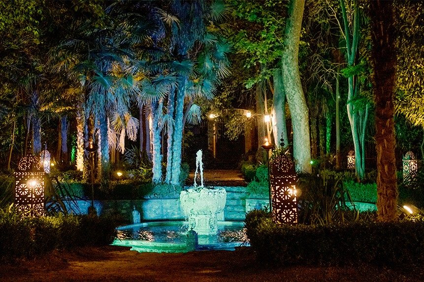 Jardines y palmeral, zona de cóctel y banquete